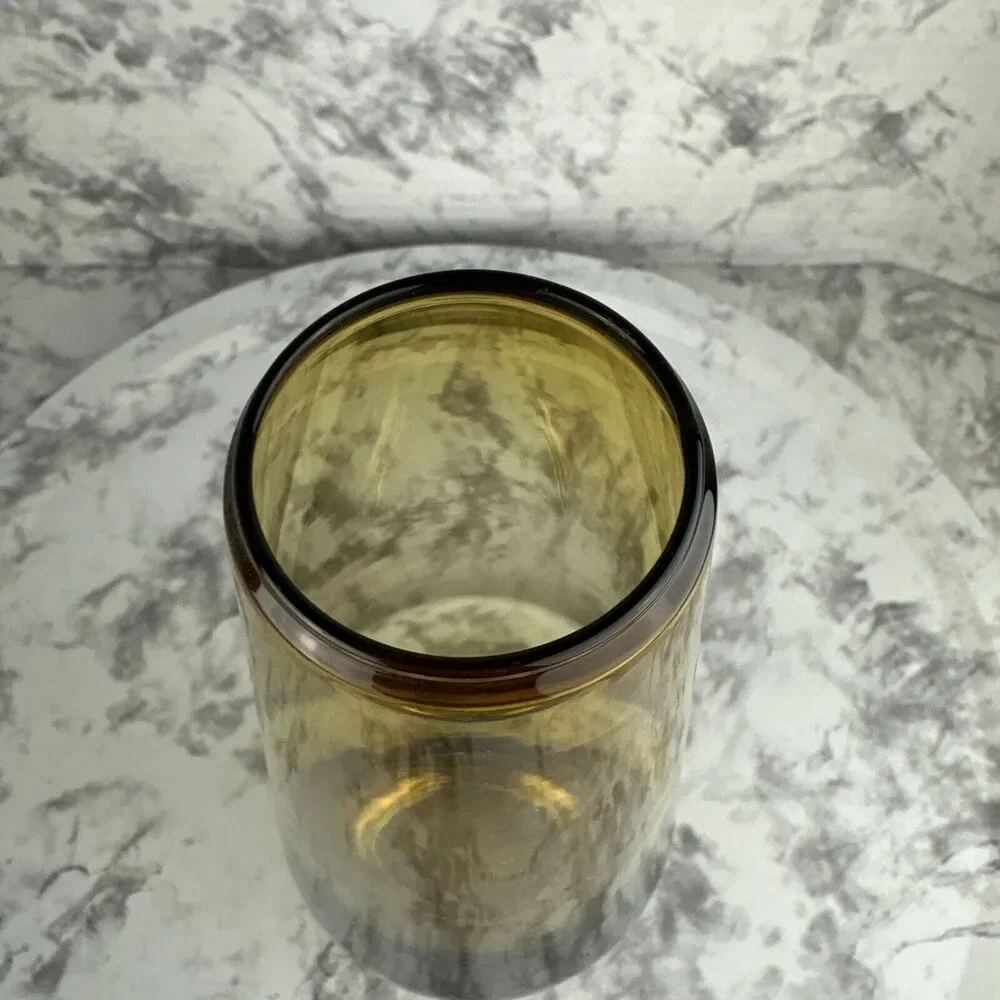 Vintage‎ MCM Riihimaki Lasi Oy Vase Finland Amber 10 in Art Glass Original Label